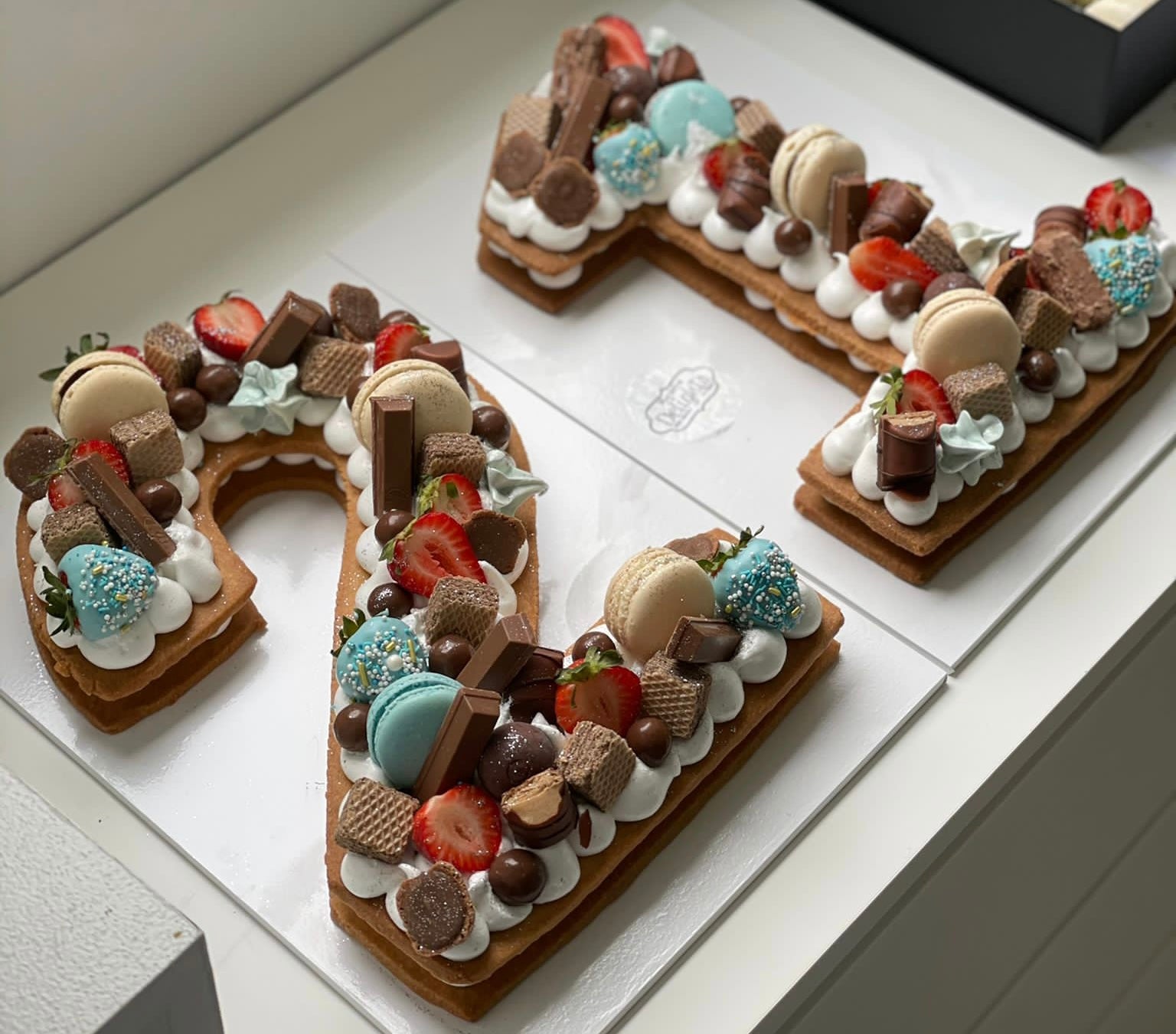 Letter Cookie Cake - Macaron Delights Sydney