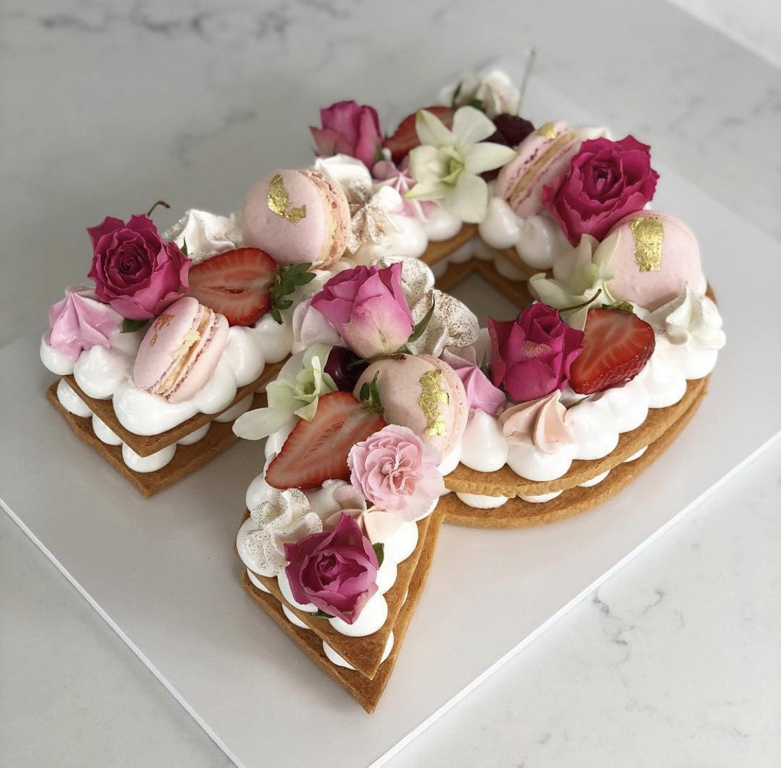 Letter Cookie Cake - Macaron Delights Sydney